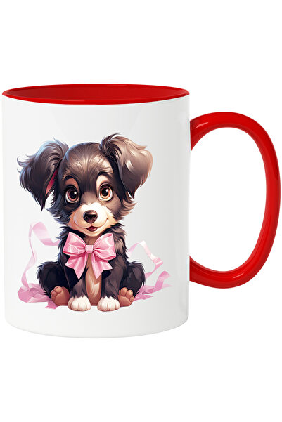 StoryGift Romania Cana cu o catelusa vesela | ilustratie | funda | roz | cumi...