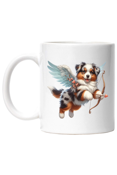 StoryGift Romania Cana cu un catelus blanos | vesel | ilustratie | trage cu arcul | zboara | are a, Cu Maner Alb