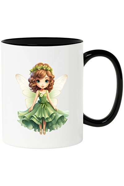 StoryGift Romania Cana cu o zana care poarta o rochie verde | aripi | coronit...