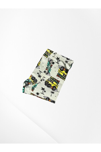 elmas kids Σετ μπόξερ από 100% βαμβάκι για αγόρια με μοτίβο παλάμης από ανθρακί με ραμμένο διχτυωτό μέρος