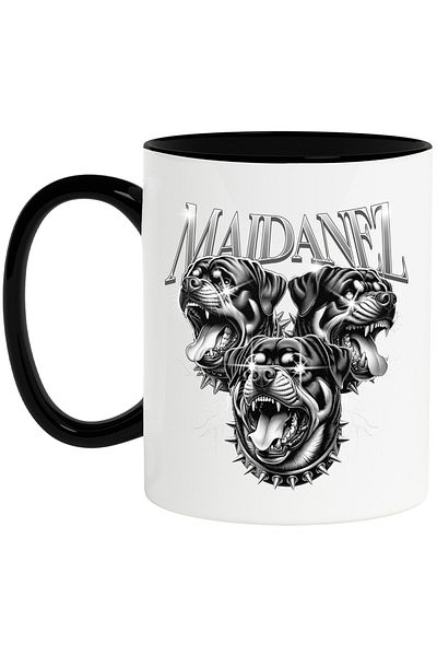 StoryGift Romania Cana cu Caini Furiosi Cu Colti Si Ochii Stralucitori, Text Maidanez, Ceramica, 3, Cu Maner Negru