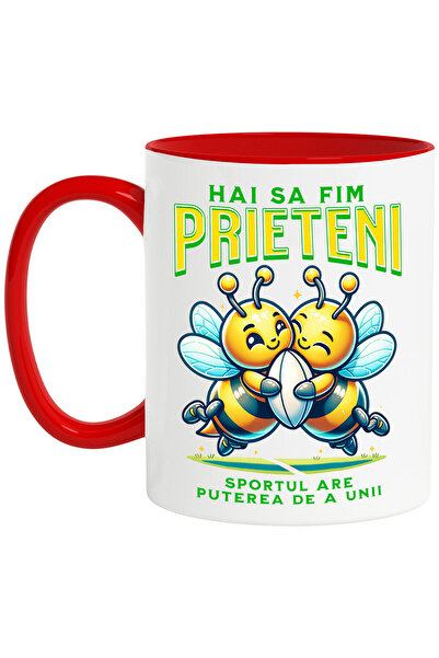 StoryGift Romania Cana cu Cuplu Albine Fericite Minge De Fotbal American Spor...