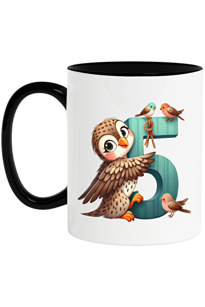 StoryGift Romania Cana cu o bufnita cu cifra 5, ilustratie, pentru copii, sco...