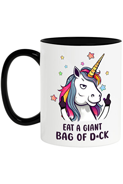 StoryGift Romania Cana cu un unicorn care arata semne obscene cu mesajul "Eat...