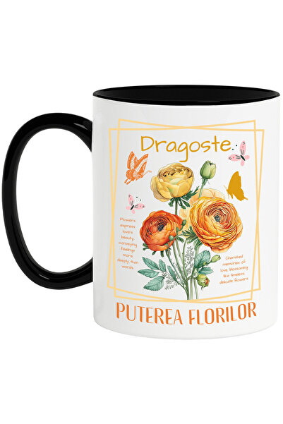 StoryGift Romania Cana cu Buchet de Flori Colorate Text Dragoste Puterea Flor...