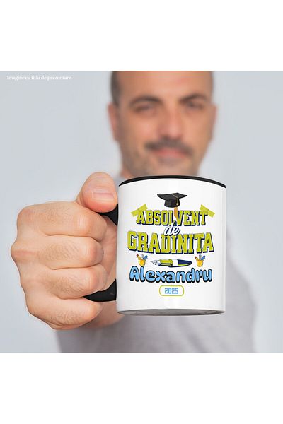 StoryGift Romania Mug with School Supplies Graduation Cap Text Graduate By Kindergarten Alexandra, With, STG