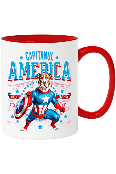 StoryGift Romania Cana cu PITBULL Caine In Costum de Capitan America cu Peler...