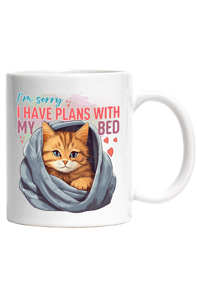 StoryGift Romania Cana cu pisica in patura cu mesajul "I'm sorry, I have plan...