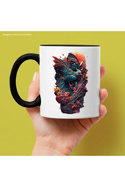 StoryGift Romania Bird Portrait Mug, Abstract Art, Bird Lovers, Rose, Branches, ,, With