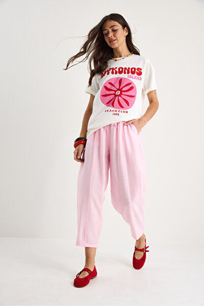 Bianco Lucci Kadın Beli Bağlamalı Cep Detaylı Havuç Kesim Yazlık Pantolon 3878 60281041