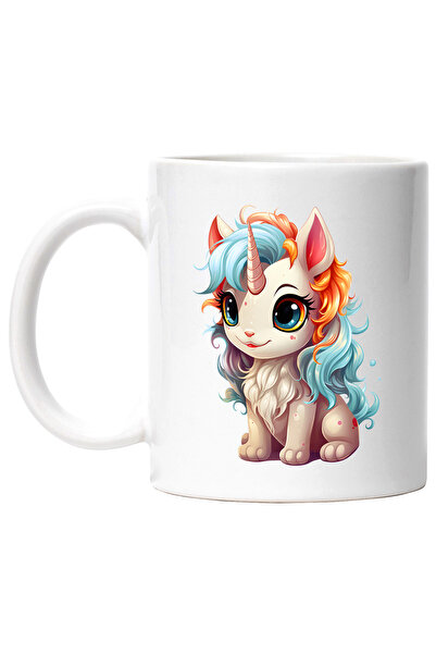 StoryGift Romania Cana cu un unicorn vesel | ilustratie | zambet | fericire | pentru copii | micut, Cu Maner Alb