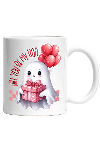 StoryGift Romania Cana cu o fantoma care tine un cadou in brate cu mesajul "W...