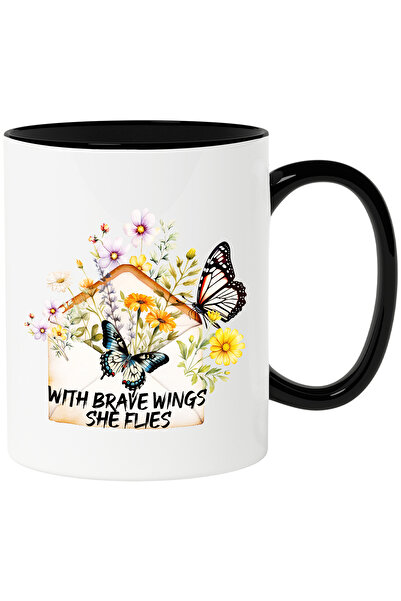 StoryGift Romania Cana cu fluturi si cu flori intr-un plic cu mesajul "With B...