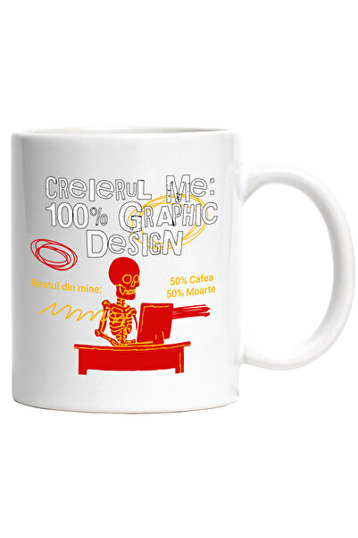 StoryGift Romania Cana Creierul meu graphic designe, cafea, schelete, 330ml, ...