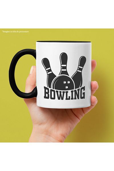 StoryGift Romania Cana Pentru Cei Care Joaca Bowling - Popice Cu Maner Negru, Cu Maner Negru Stg