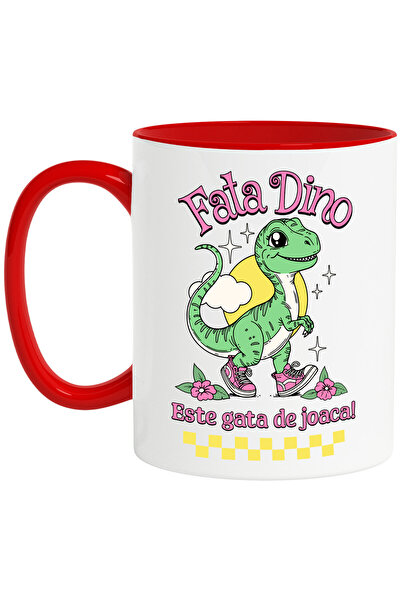 StoryGift Romania Cana cu Dinozaur Cu Adidasi Roz Text Fata dino Este gata Sa...