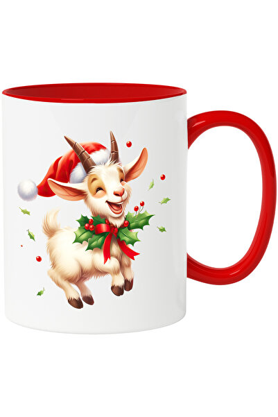 StoryGift Romania Mug with a cheerful goat that is jumping for joy | illustra...