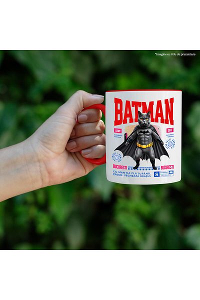 StoryGift Romania Mug with British Shorthair Cat in Batman Costume with Cape, Night Hero, , With ,STG