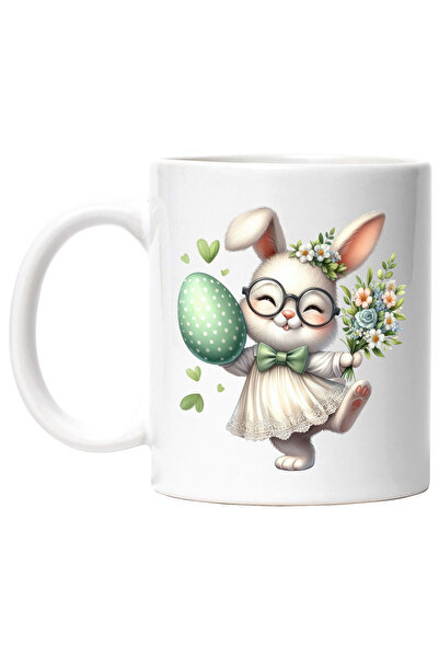 StoryGift Romania Cana cu o iepuroaica in rochita alba, ilustratie, ou vopsit...