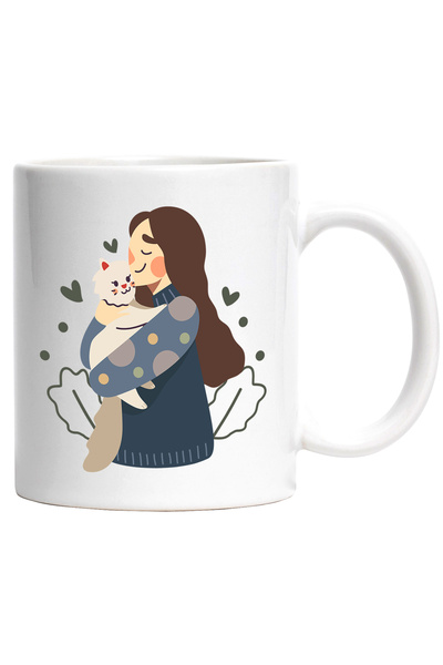 StoryGift Romania Cana Cu Fata, Pisica, Frunze, Buline, Inimi, Iubitori De An...