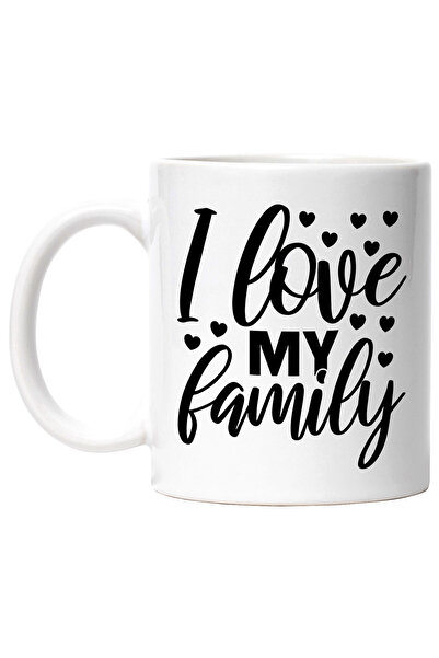 StoryGift Romania Cana cu inimioare si textul "I love my family" - imi iubesc...