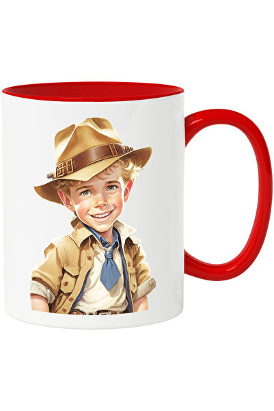 StoryGift Romania Cana cu Portret Baietel Blond de la Tara, Palarie de Fan, B...