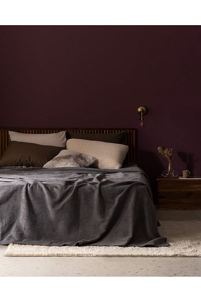 Madame Coco Schlichte Doppel-Jacquard-Decke aus Baumwolle - Anthrazit