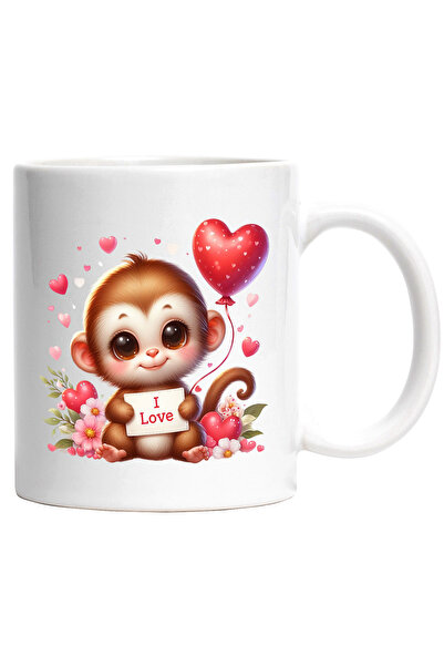 StoryGift Romania Cana cu o maimutica vesela care tine o foaie cu mesajul "I ...