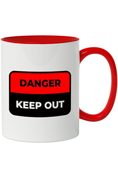 StoryGift Romania Cana Cu Mesaj In Engleza Danger Keep Out, Pericol, Semn, Multicolor 330 ml, Cera, Cu Maner Rosu