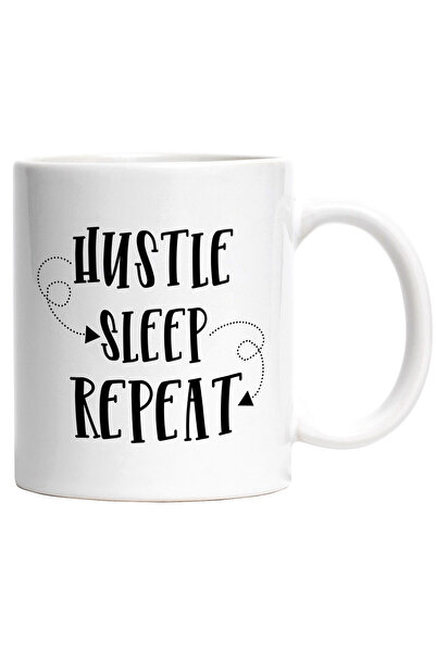 StoryGift Romania Cana cu textul in engleza "Hustle, sleep, repeat" - muncest...