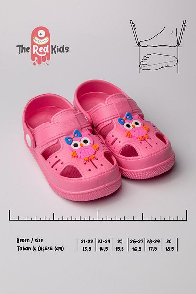 The Red Kids 2 Pieces Owl Figured Non-Slip Soft Sole Slippers Purple-Pink