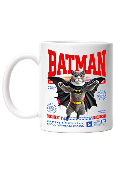StoryGift Romania Cana cu Scottish Fold Pisica In Costum de BatMan cu Pelerin...