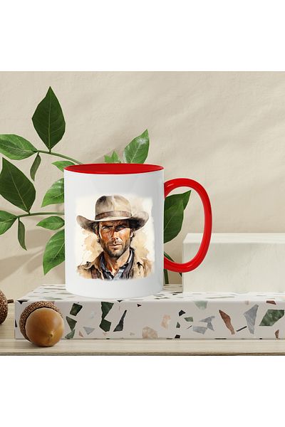 StoryGift Romania Clint Eastwood Mug, Actor, Celebrity, Cowboy Movies, Multicolor 330 ml, Sky, With,STG