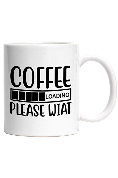 StoryGift Romania Cana cu textul in engleza "Coffee loading, please wait" - cafeaua se incarca ast, Cu Maner Alb