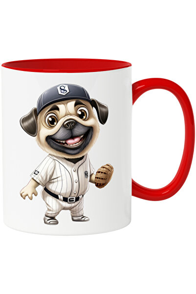 StoryGift Romania Cana cu un catel Pug care joaca baseball | manusa | prinde ...