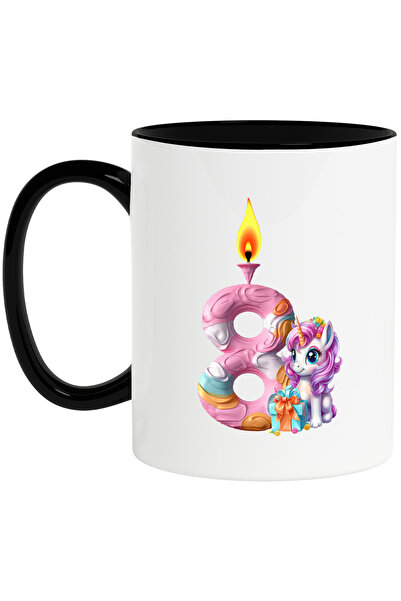 StoryGift Romania Cana cu cifra 8, lumanare aprinsa, flacara, cadou, unicorn,...