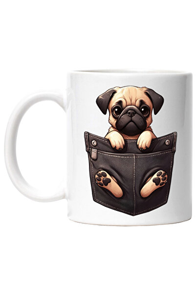 StoryGift Romania Cana cu un catel Pug, ilustratie, trist, in buzunar, afecti...
