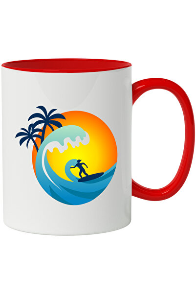 StoryGift Romania Cana Cu Surf, Val, Palmieri, Apus, Mare, Multicolor 330 ml,...