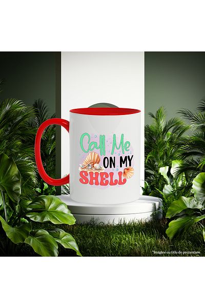 StoryGift Romania Mug with the message "Call me on my shell", summer, vacation, relaxation, holiday, illustrated, With ,STG