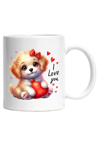 StoryGift Romania Cana cu o catelusa care zambeste | ilustratie | mesajul "I ...