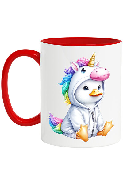 StoryGift Romania Mug with a duckling in a unicorn costume, illustration, swe...