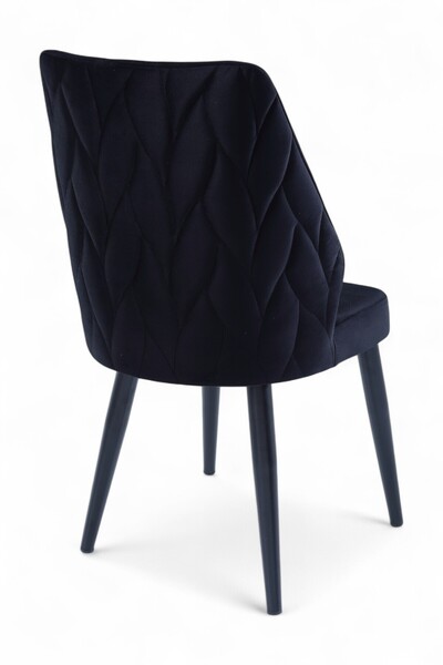 MYMASSA Puffy Sandalye - Babyface Siyah Kumaş - Metal Siyah Ayak - Mutfak Sandalyesi - Salon Sandalyesi