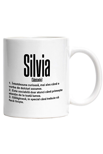 StoryGift Romania Cana Cu Numele Silvia, si Mesaj Amuzant, Curioasa, Sociabil...