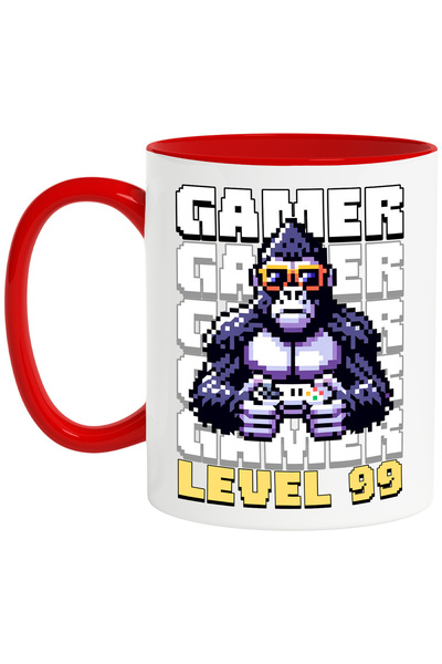 StoryGift Romania Cana Gamer gorila level 99 pixel jocuri video, 330ml, Ceram...