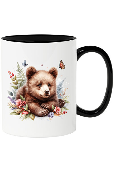 StoryGift Romania Cana cu un pui de urs brun | ilustratie | natura | flori de...