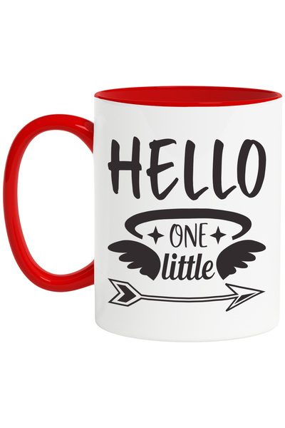 StoryGift Romania Cana cu aripi si salutul "Hello, little one" - salut/buna micutule cu Maner Rosu, Cu Maner Rosu