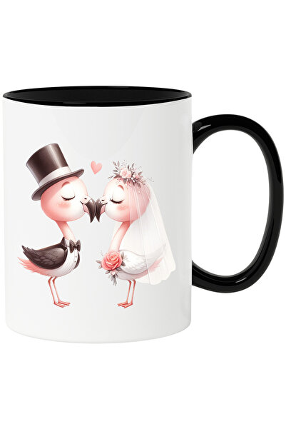 StoryGift Romania Cana cu 2 pasari Flamingo la nunta | ilustratie | mireasa |...