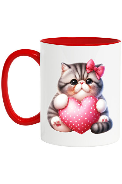 StoryGift Romania Cana cu o pisicuta grasuta care tine o inimioara in brate |...