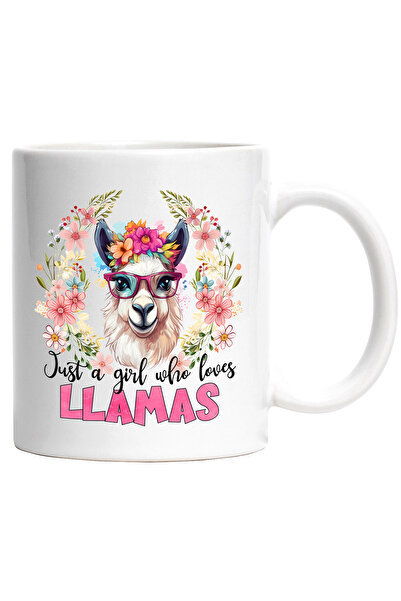 StoryGift Romania Cana cu lama cu ochelari si cu flori in cap cu mesajul "Just a girl who loves Ll, Cu Maner Alb