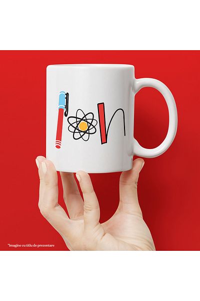 StoryGift Romania Cana Cu Numele Ion, Si Mesaj Amuzant, Curios, Sociabil, Galagio, 330ml, Ceramic , Cu Maner Alb Stg